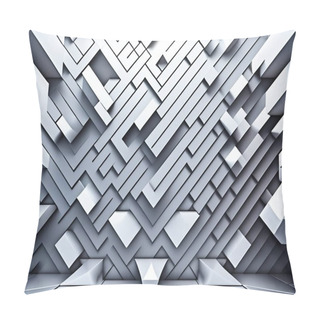 Personality  Futuristic Texture With Triangular And Rectangular Structure In Random Blocks, Featuring Color Variations. The Abstract Design Includes Square And Rectangular Shapes, Forming A Silver Geometric Wallpaper With White And Silver Blocks Pillow Covers