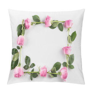 Personality  Frame With Pink Roses Pillow Covers