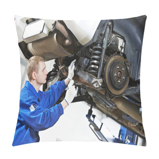 Personality  Auto Mechanic At Car Suspension Repair Work Pillow Covers
