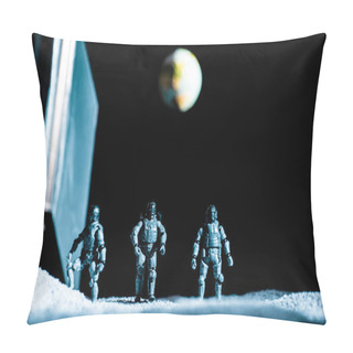 Personality  Toy Soldiers Standing In Space On Black Background With Planet Earth Pillow Covers