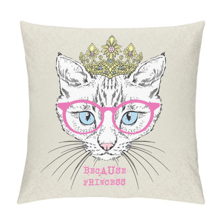 Personality  Portrait Of Cat Girl Princess Pillow Covers