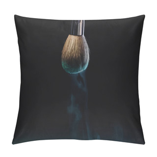 Personality  Blue Dust Falling Down From Soft Cosmetic Brush On Black  Pillow Covers