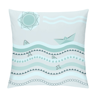 Personality  Vector Background With Paper Boat. Pillow Covers