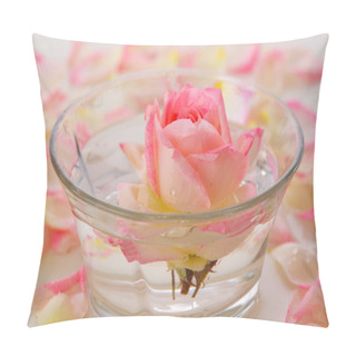 Personality  White Rose In A Bowl Of Water And  Petals. Pillow Covers