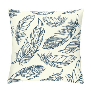 Personality  Seamless Pattern With Hand Drawn Decorative Feathers Pillow Covers