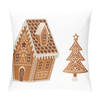 Personality  Gingerbread House With Christmas Tree Pillow Covers