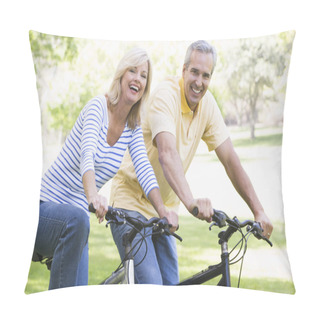 Personality  Couple On Bikes Outdoors Smiling Pillow Covers