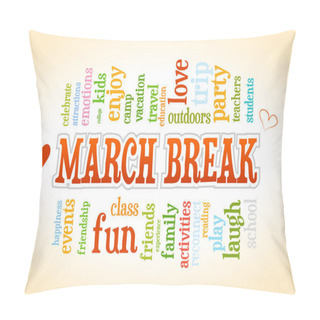 Personality  March Spring School Break Word Cloud Bubble Tag Tree Vector Pillow Covers