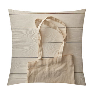 Personality  Top View Of Empty Cotton Bag On White Wooden Surface, Zero Waste Concept Pillow Covers