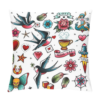 Personality  Old School Tattoo Set Pillow Covers