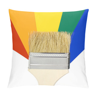 Personality  Paint Brush Laying On A Heap Of Color Samples Pillow Covers