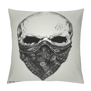 Personality  SKULL AND Bandana DOODLE VECTOR Pillow Covers