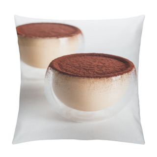 Personality  Sweet Tiramisu Desserts With Cocoa Powder In Two Glasses Pillow Covers