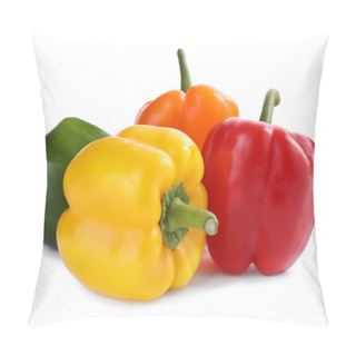 Personality  Fresh Ripe Bell Peppers Isolated On White Pillow Covers