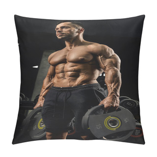 Personality  Shirtless Bodybuilder Carrying Weights. Pillow Covers