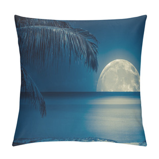 Personality  Moon Reflected On The Water Of A Tropical Beach Pillow Covers
