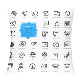 Personality  Outline Web Icons Set - Contact Us Pillow Covers