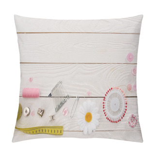 Personality  Workshop With Needlework Details And Tools Pillow Covers