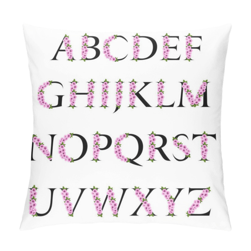 Personality  Spring alphabet with gentle pink sakura flowers pillow covers