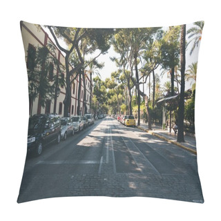 Personality  View Of Spanish Avenue With Trees And Cars Pillow Covers