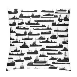 Personality  Vector Set Of 59 Silhouettes Of Sea Towboat And The Ships Pillow Covers