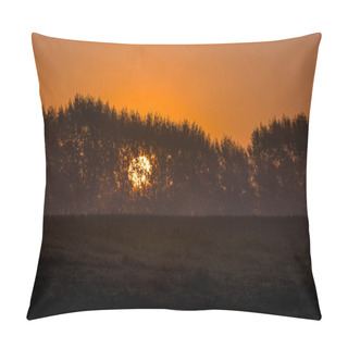 Personality  Rising Sun Over A Tree Line In Michigan USA Pillow Covers