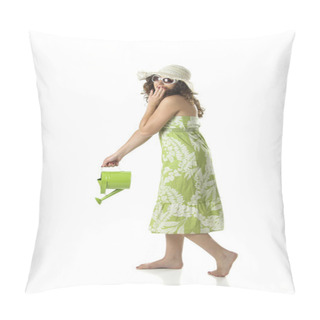 Personality  Woman With A Watering Can Pillow Covers
