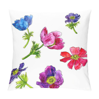 Personality  Set Of Watercolor Drawing Flowers Pillow Covers