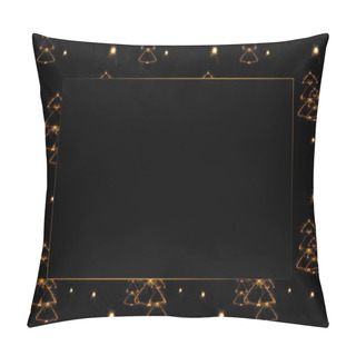 Personality  Full Frame Of Fir Tree Light Signs On Black Backdrop Pillow Covers