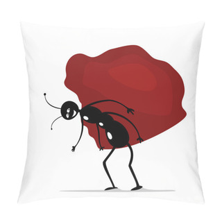 Personality  Funny Cartoon Ant Worker With Big Stone Pillow Covers