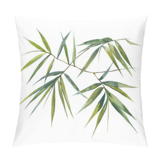 Personality  Watercolor Illustration Painting Of Bamboo Leaves Pillow Covers