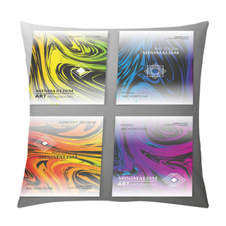 Personality  Abstract Composition. Bright Color Brochure Set. Orange, Green, Blue, Yellow, Pink Grunge Flyer Texture. Patch Stain Part Construction. A4 Title Sheet. Creative Figure Icon. Smudge Surface Banner Form Pillow Covers