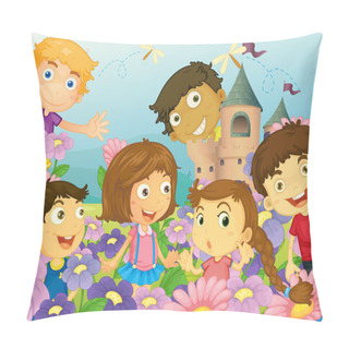 Personality  Children And Flowers Pillow Covers