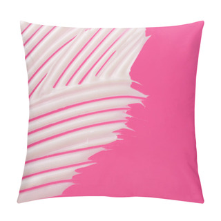 Personality  Abstract Smear Of White Cosmetic Cream On The Pink Background,abstract Form. Pillow Covers