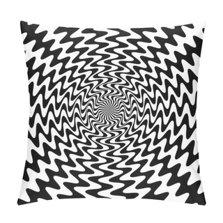 Personality   Black And White Wavy Lines Intersect In The Center. The Visual Illusion Of Movement.  Suitable For Textile, Fabric, Packaging And Web Design. Pillow Covers