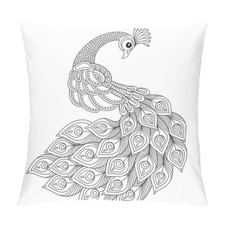 Personality  Peacock. Adult Antistress Coloring Page. Pillow Covers