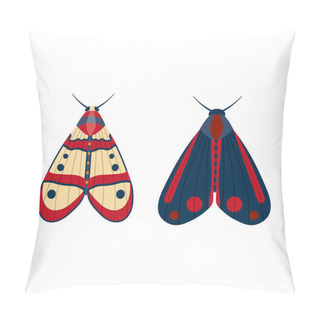 Personality  Colorful Tropical Butterfly Moth Icons In Cartoon Pillow Covers