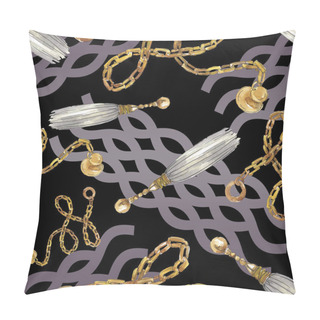 Personality  Golden Chains Sketch Illustration In A Watercolor Style Isolated Element. Seamless Background Pattern. Pillow Covers