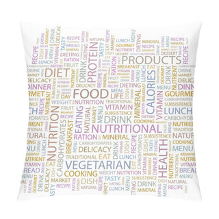 Personality  FOOD. Seamless Vector Pattern With Word Cloud. Pillow Covers