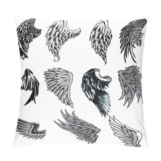 Personality  Vector Set Of Hand Drawn Wings Pillow Covers