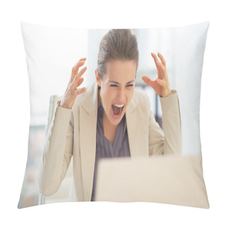Personality  Stressed Businesswoman With Laptop Pillow Covers