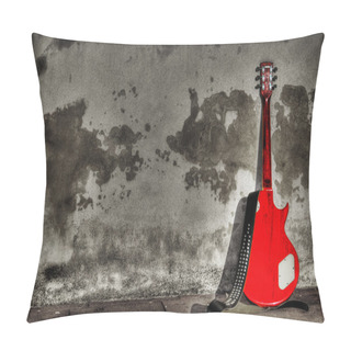 Personality  Electric Guitar Leaned On A Rustic Wall In Selective Desaturatio Pillow Covers