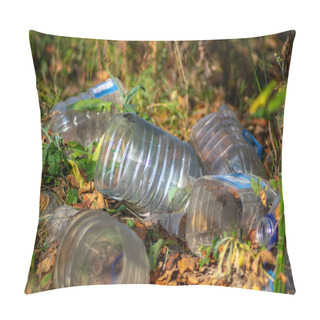 Personality  Discarded Plastic Bottles Among Fallen Leaves Pillow Covers
