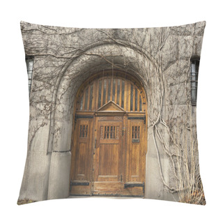 Personality  Carved Wooden Gate In Medieval Castle Entwined With Dry Vine Pillow Covers