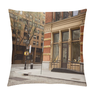 Personality  Red Brick Budlings And Autumnal Trees On Crossroad In Downtown Of New York City, Streetscape Pillow Covers