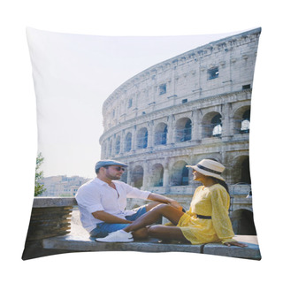 Personality  Young Couple Mid Age On A City Trip In Rome Italy Europe, Colosseum Coliseum Building In Rome, Italy Pillow Covers