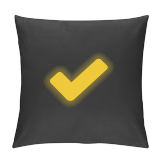 Personality  Big Check Mark Yellow Glowing Neon Icon Pillow Covers