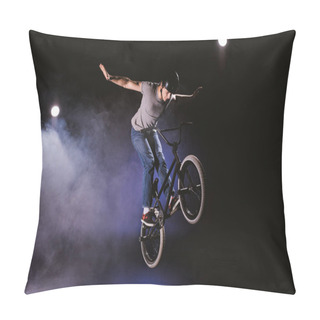 Personality  Bmx Cyclist Performing Stunt Pillow Covers