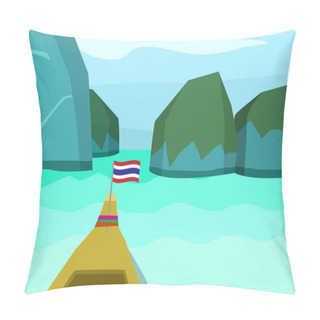 Personality  Phi Phi Island In Flat Style, Vector Landscape Pillow Covers