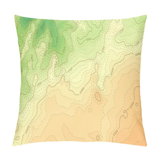 Personality  Green-orange Topographical Map With Dashed Contour Lines Pillow Covers